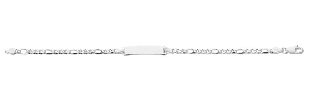 Silver Figaro ID Baby 6"/Ladies 7" Bracelet