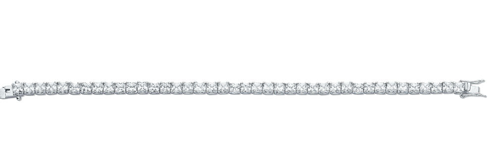 Silver 4.3mm Princess Cut Cz Tennis Bracelet