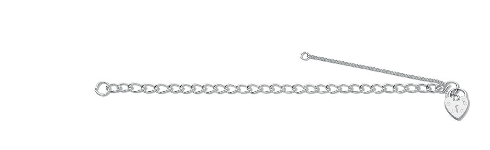 Silver Open Curb & Padlock Charm Baby 6" Bracelet