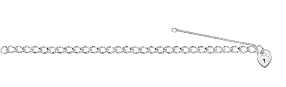 Silver Open Curb & Padlock Charm Bracelet