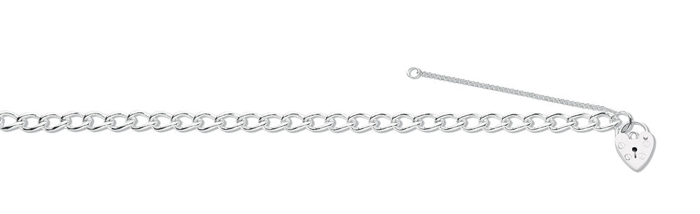 Silver Open Curb & Padlock Charm Bracelet