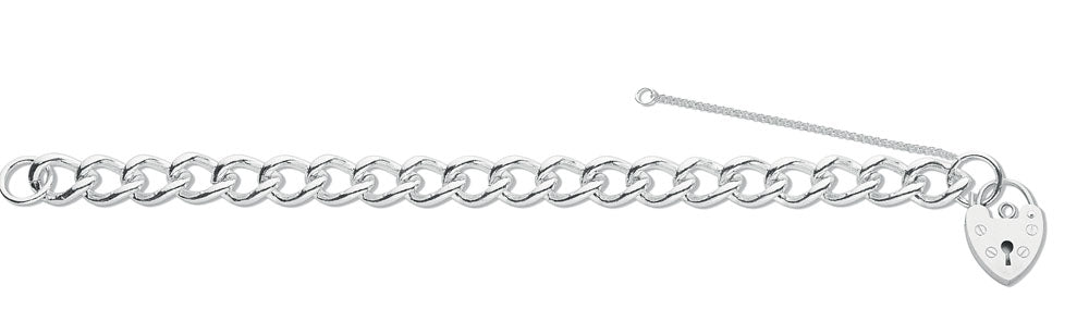 Silver Open Curb & Padlock Charm Bracelet