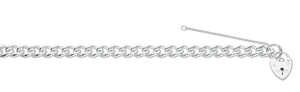 Silver Open Curb & Padlock Charm Bracelet