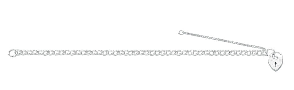 Silver Double Link Curb & Padlock Charm Bracelet