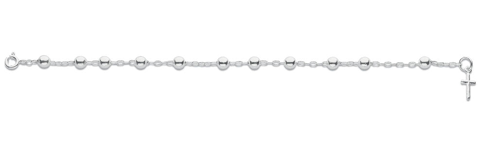 Silver Fancy Cross Drop Bead Bracelet