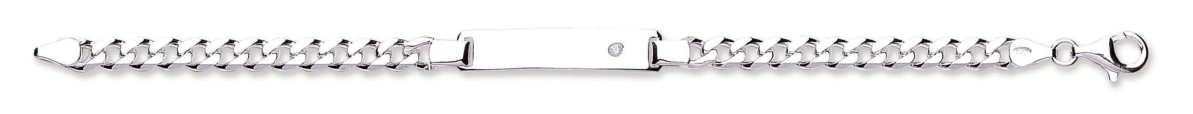 Silver Cz ID Ladies 7" Bracelet