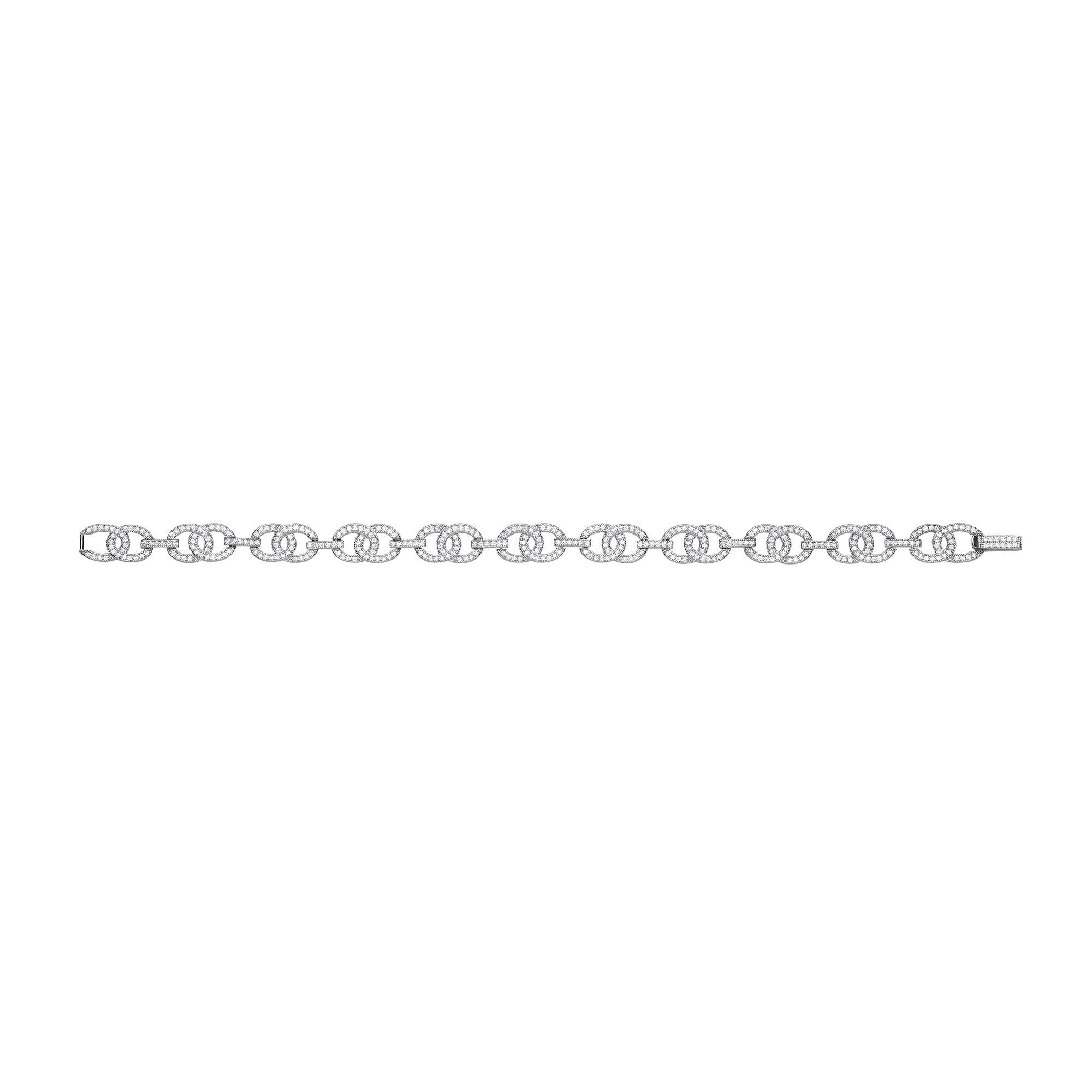 Silver Interlocked Circles CZ Ladies Bracelet