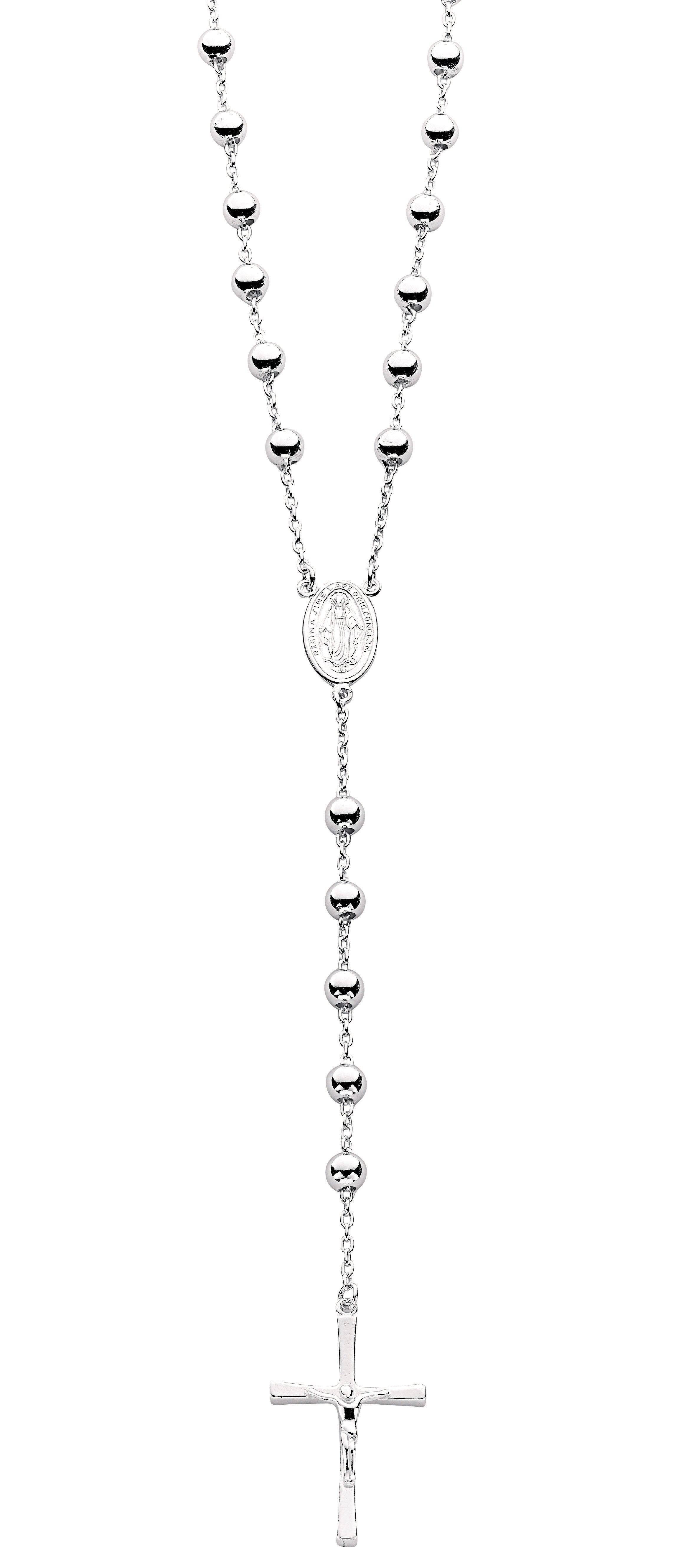 Silver Rosary Beads 28"