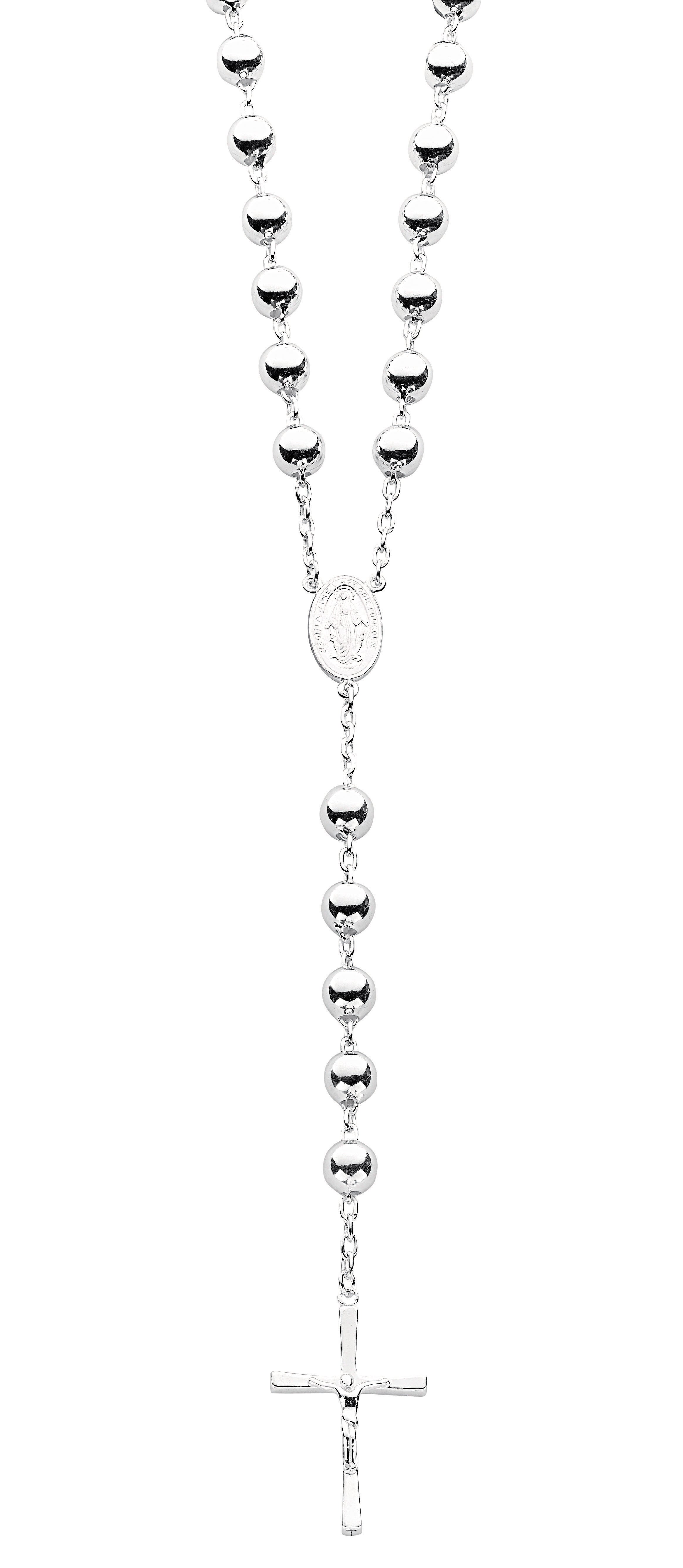 Silver Rosary Beads 28"