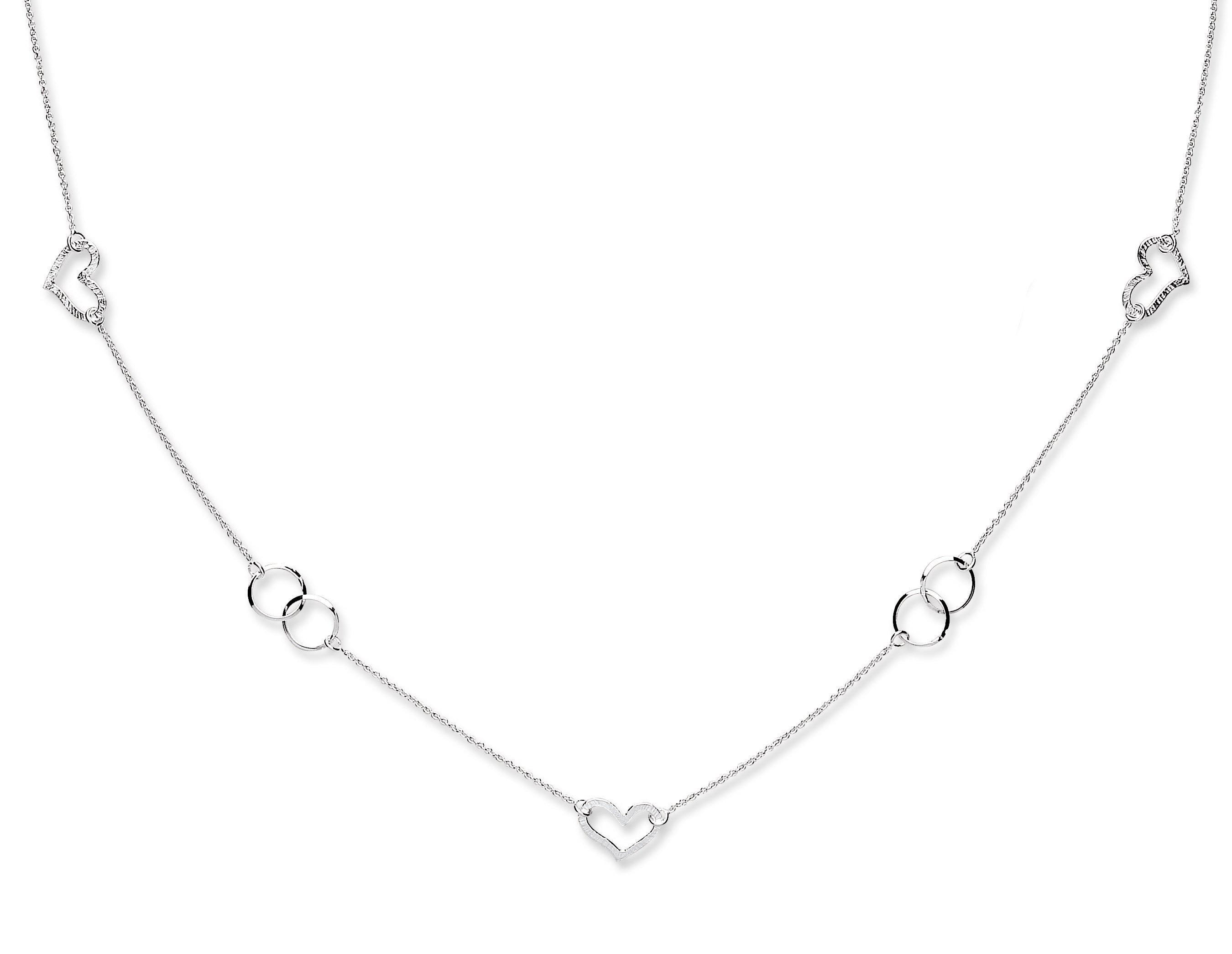 Silver Fancy Heart Chain 34"