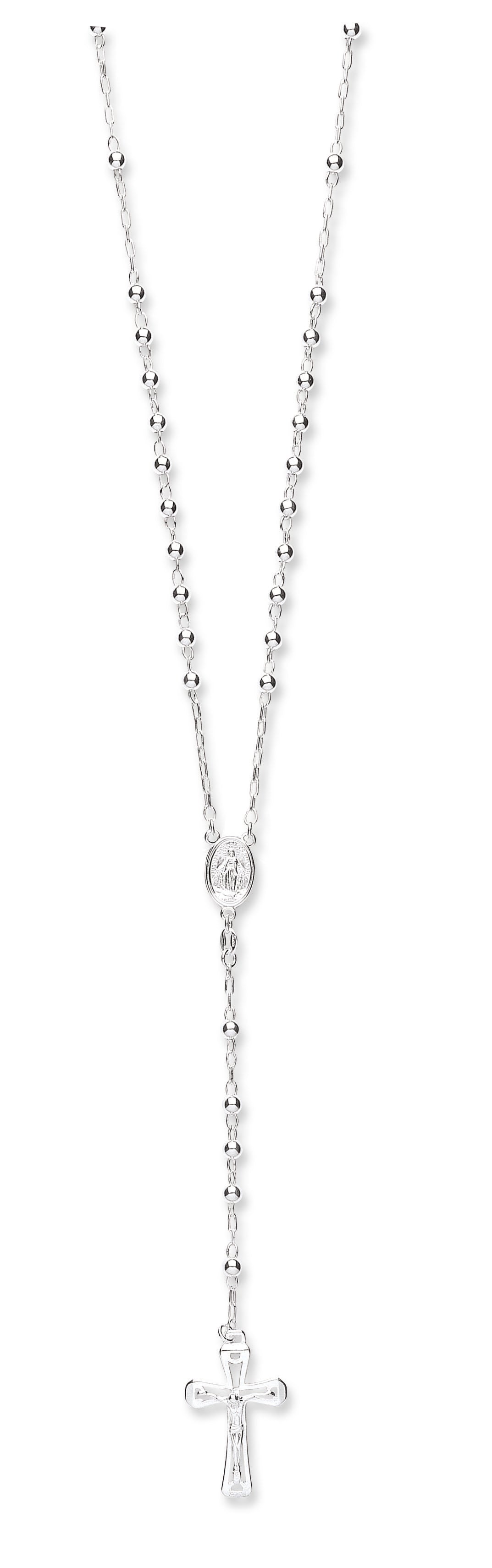 Silver Rosary Beads 24"