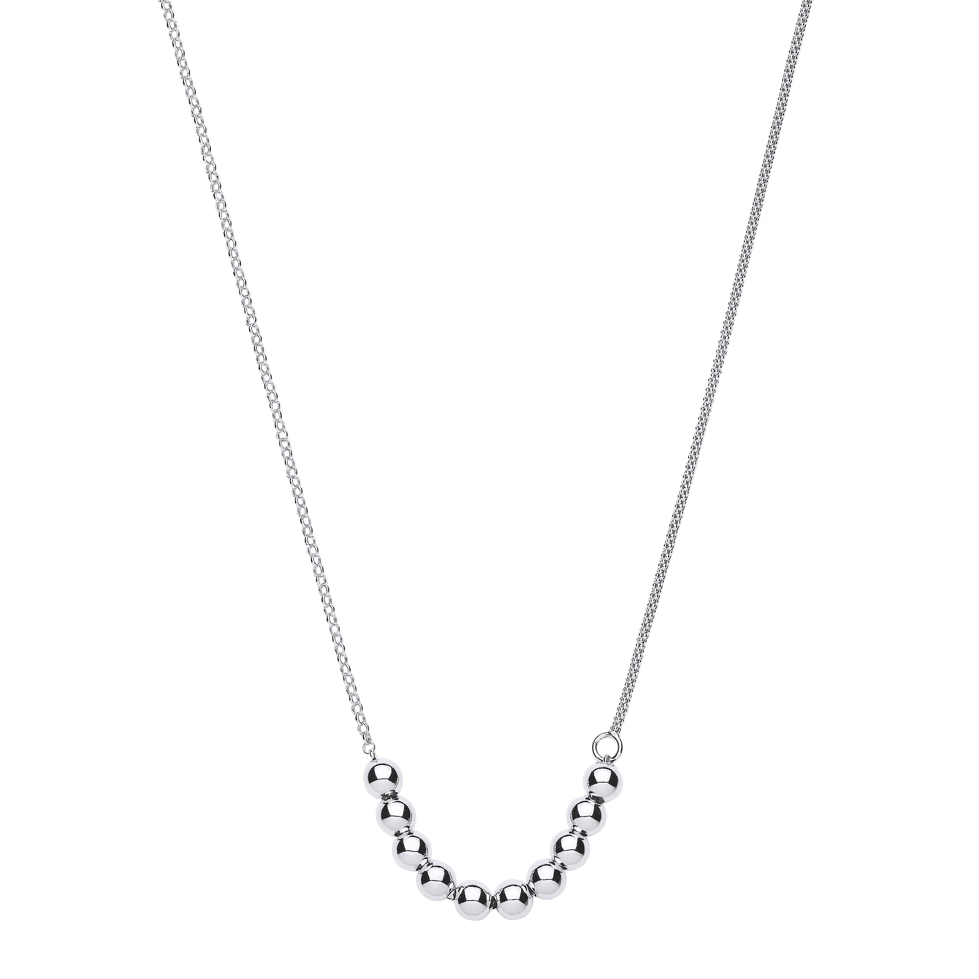 Silver Necklace with Beads on Belcher and Popcorn Chains