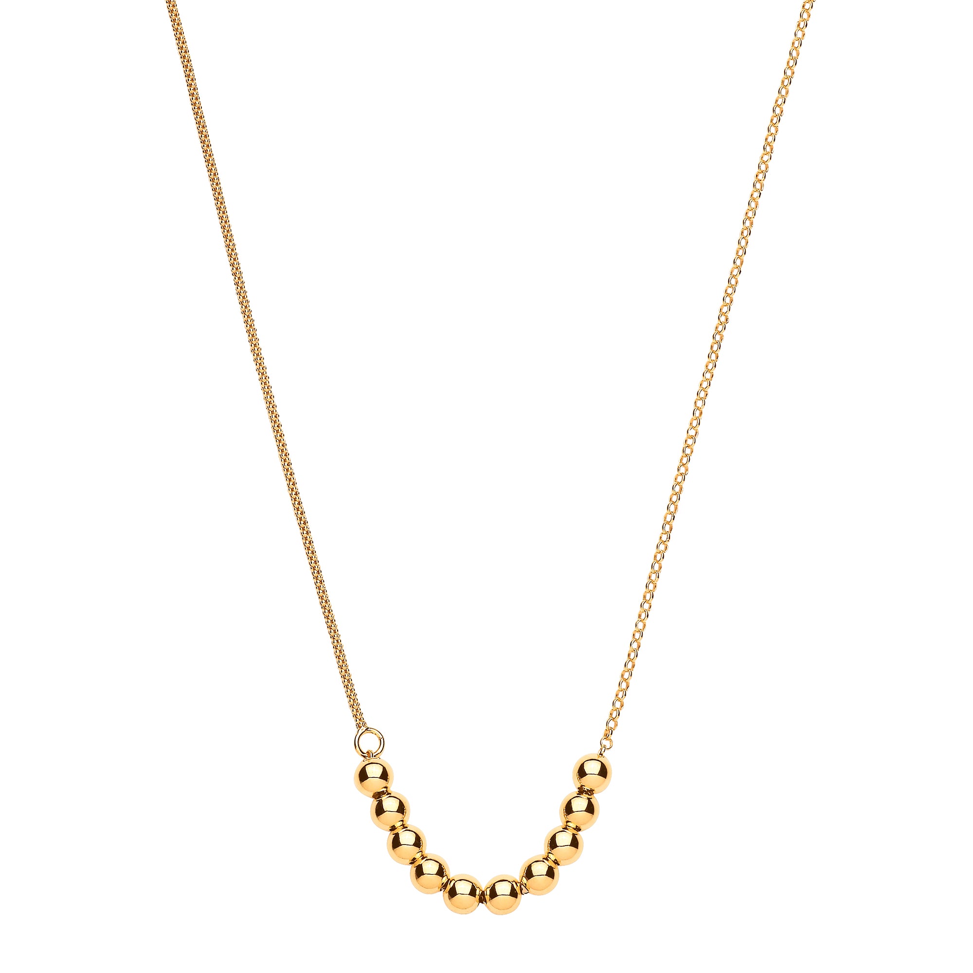 Silver YG Plated Necklace with Beads on Belcher and Popcorn Chains