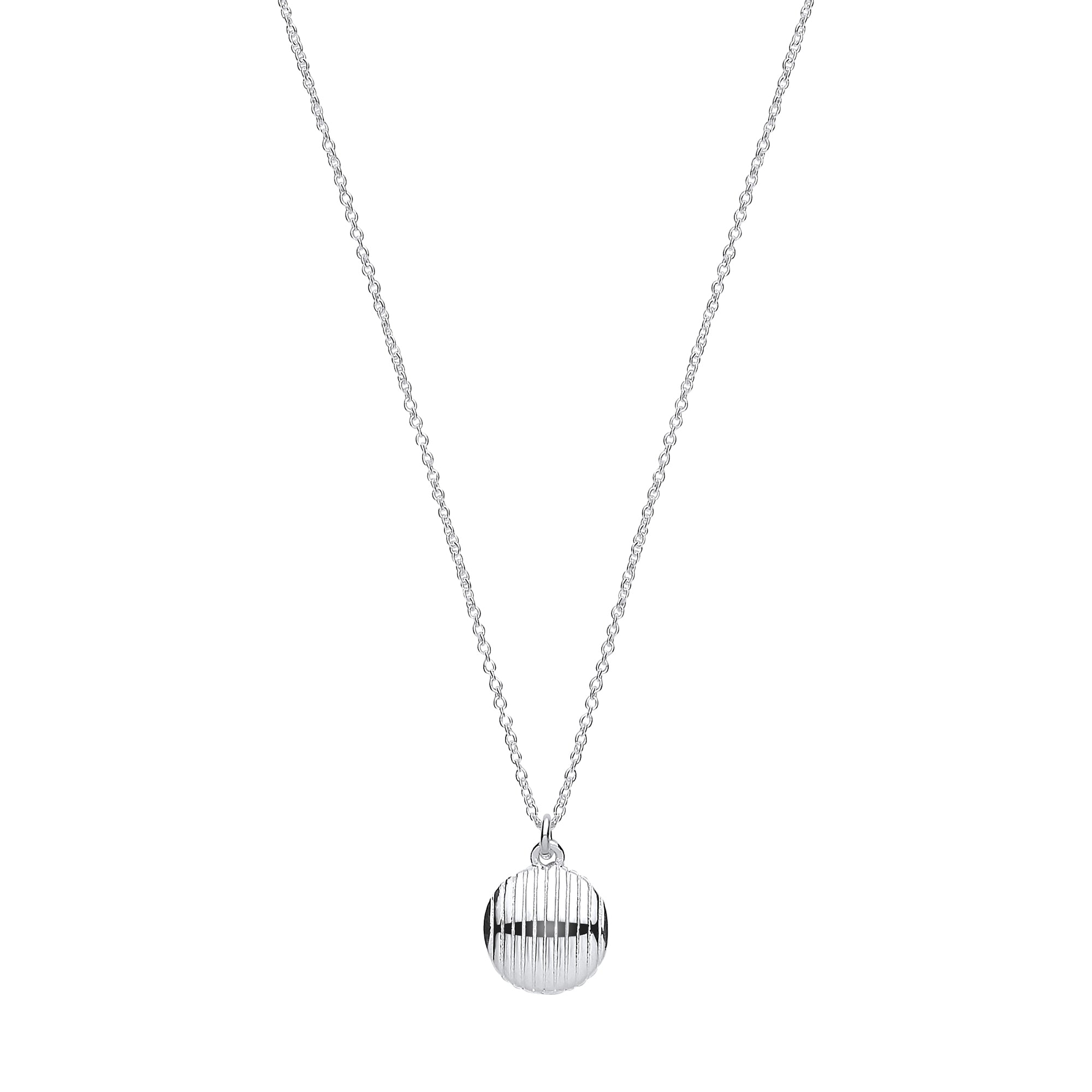 Silver Button Ribbed Pendant Chain