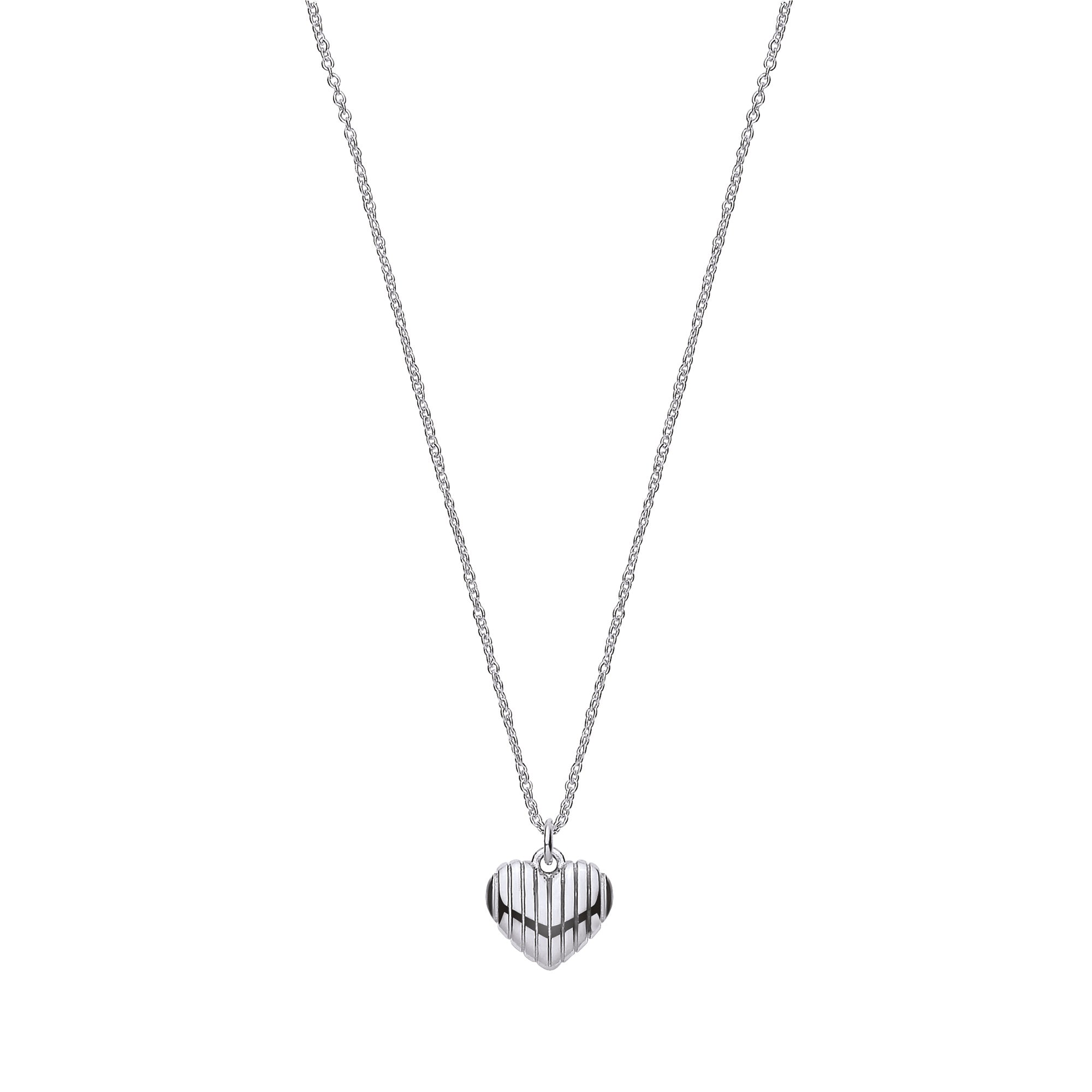 Silver Heart Ribbed Pendant Chain