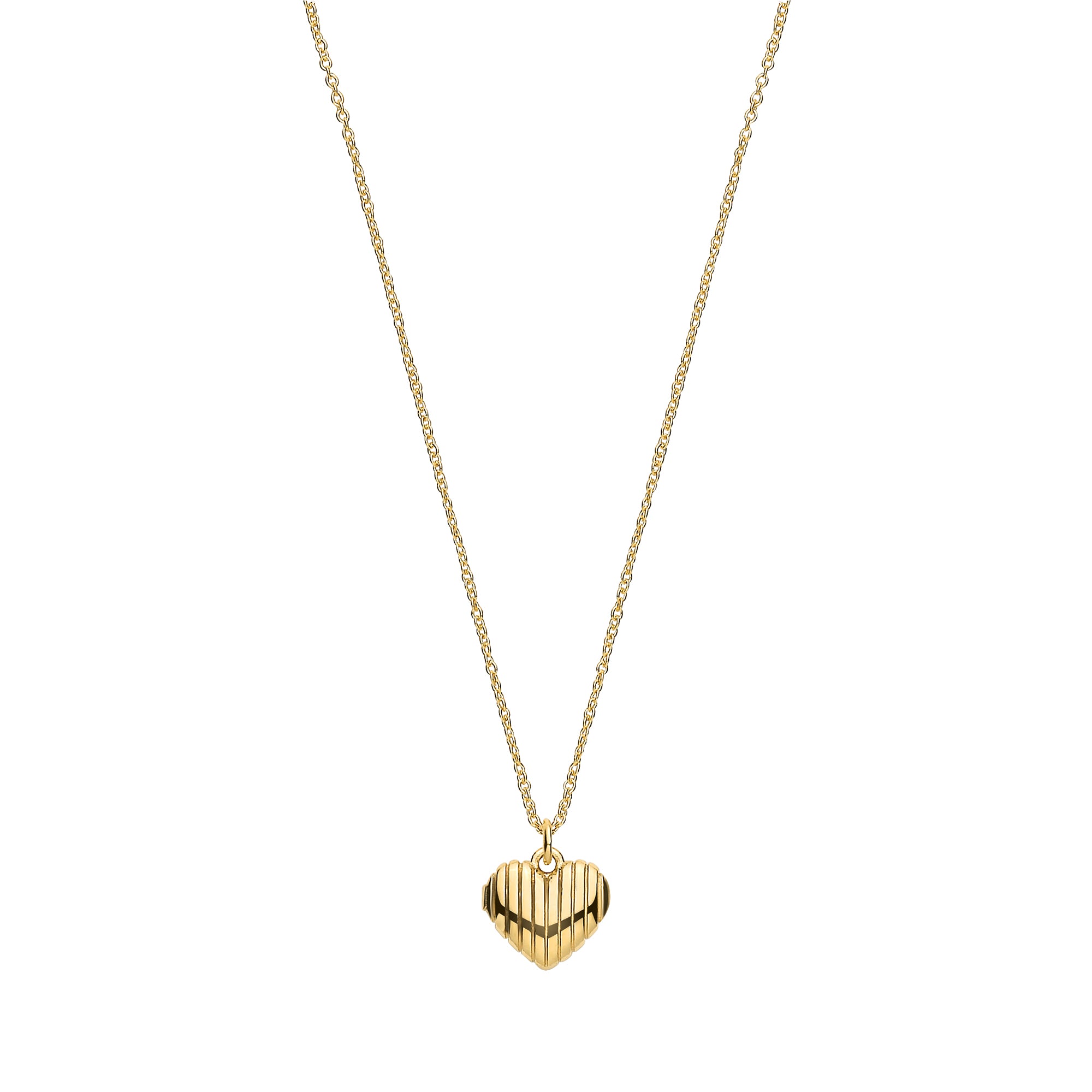 Silver YG Plated Heart Ribbed Pendant Chain
