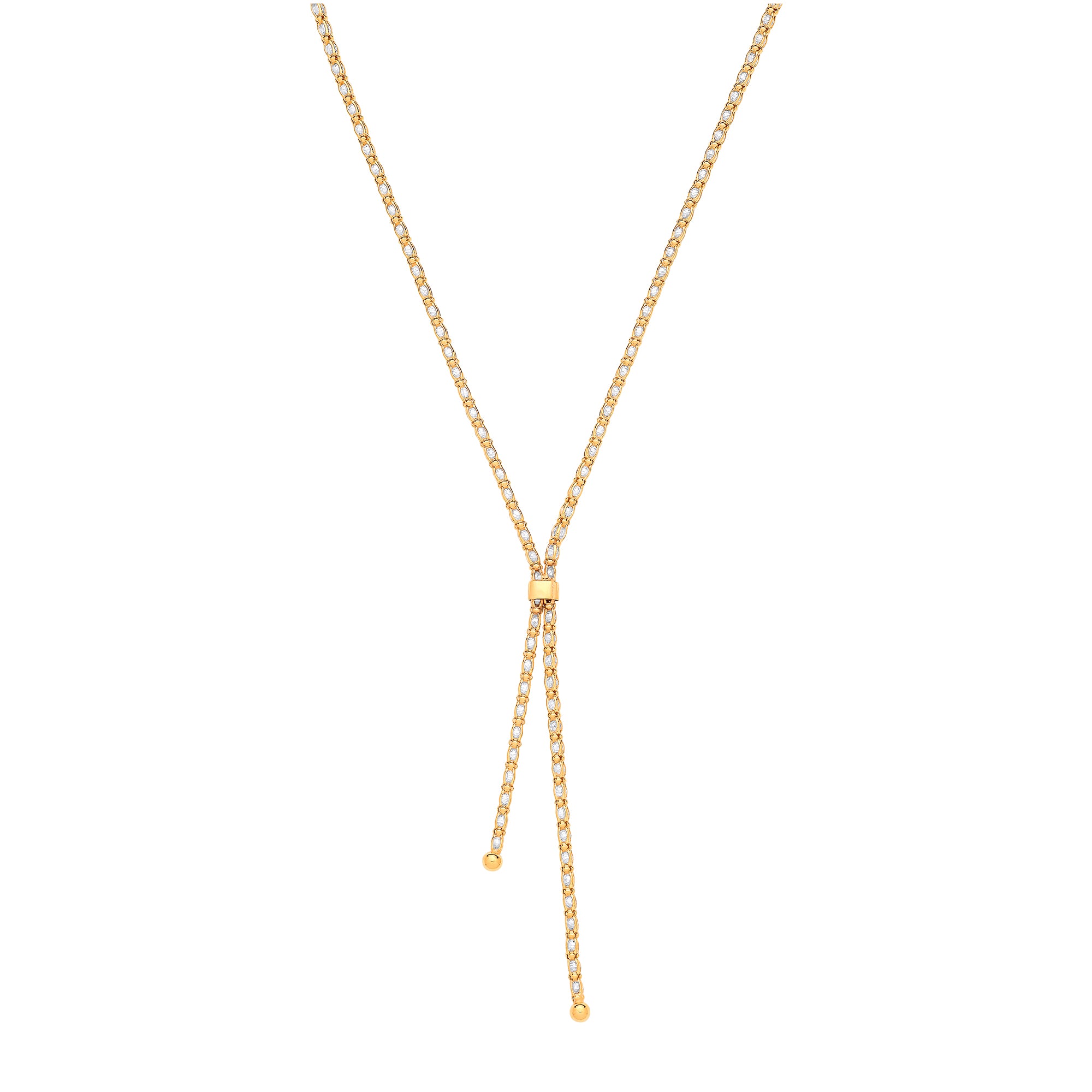 Silver YG Plated Necklace Filled with CZs