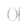 Silver Oval Tube Hoop Earrings