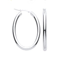 Silver Oval Tube Hoop Earrings