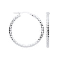 Silver Bead 30mm Hoop Earrings