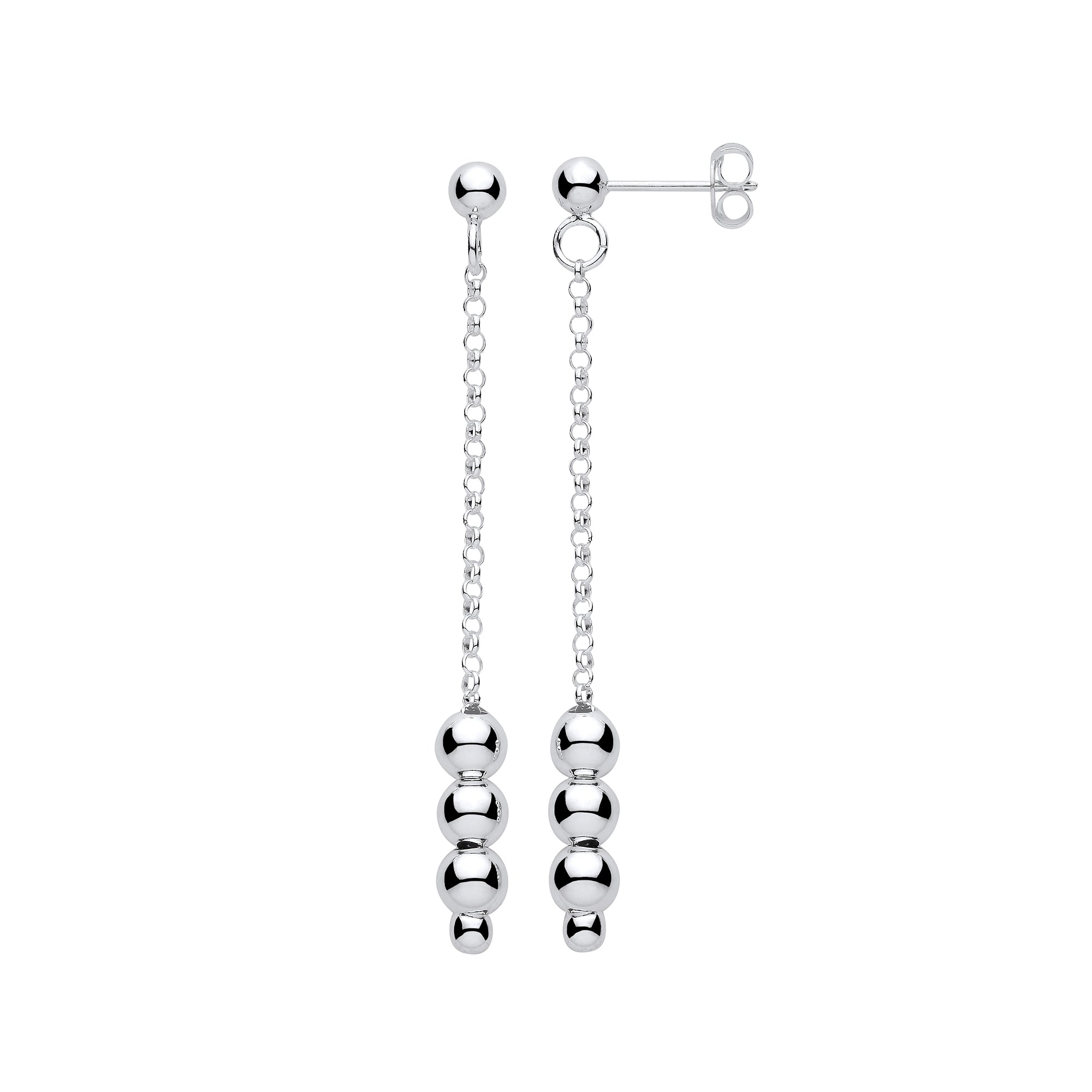 Silver Beads Drop Earrings