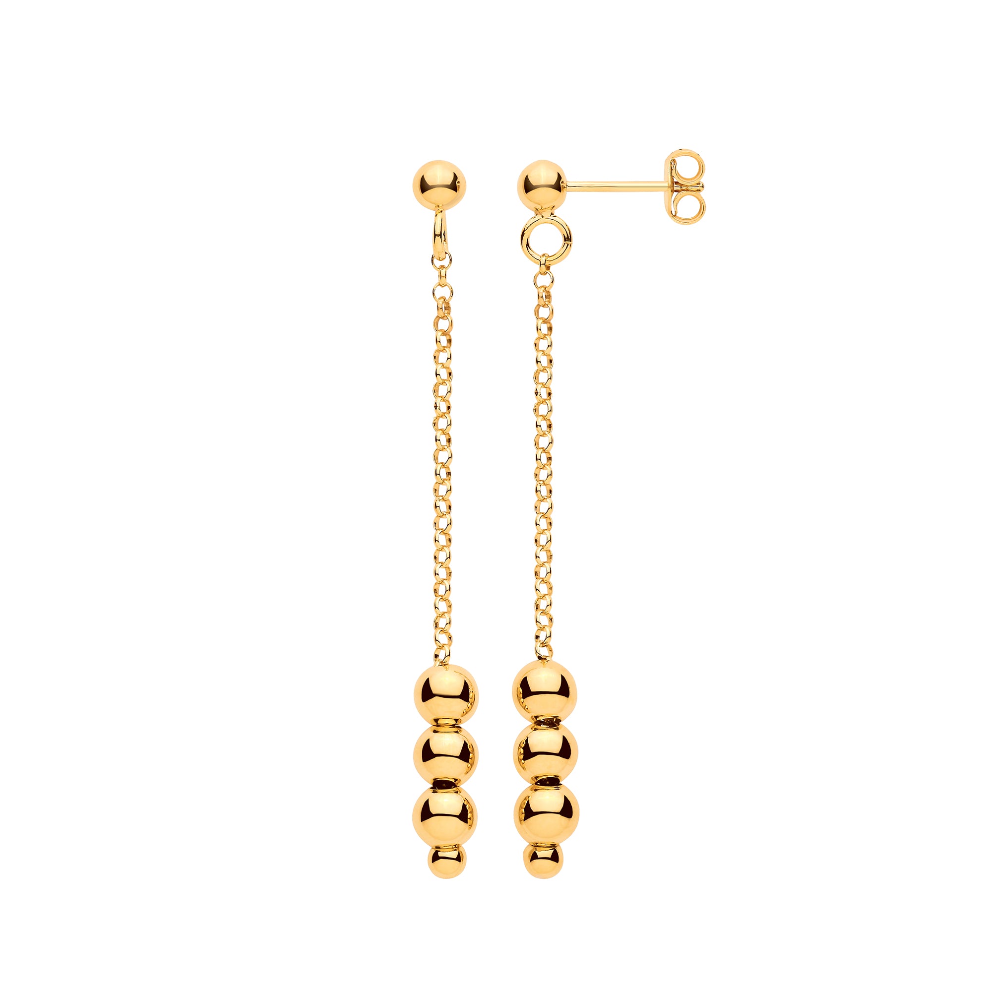 Silver YG Plated Beads Drop Earrings