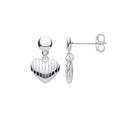 Silver Heart Ribbed Drop Earrings