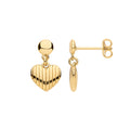 Silver YG Plated Heart Ribbed Drop Earrings