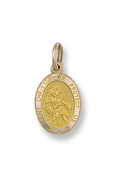 Y/G Oval Saint Christopher Protect Us Pendant