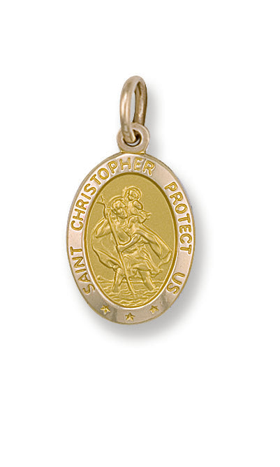 Y/G Oval Saint Christopher Protect Us Pendant