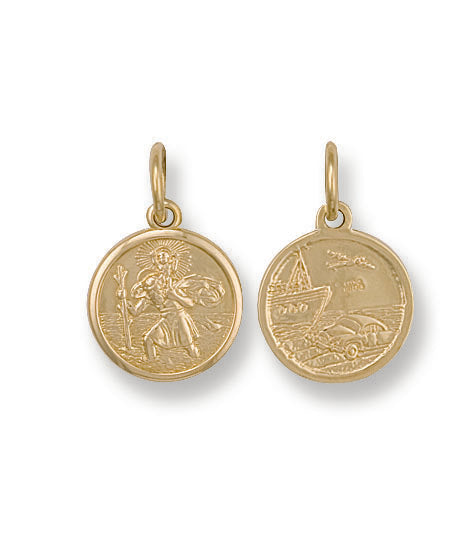 Y/G Double Sided St Christopher Pendant