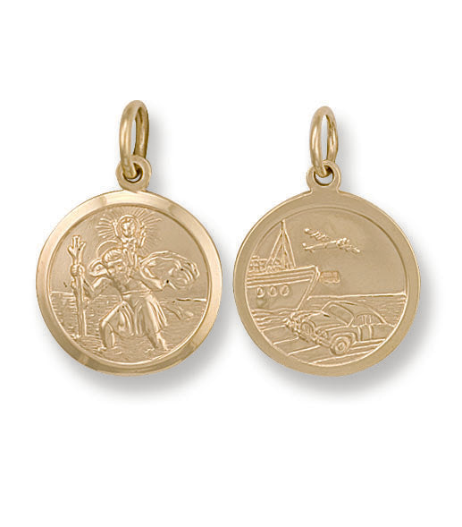 Y/G Double Sided St Christopher Pendant