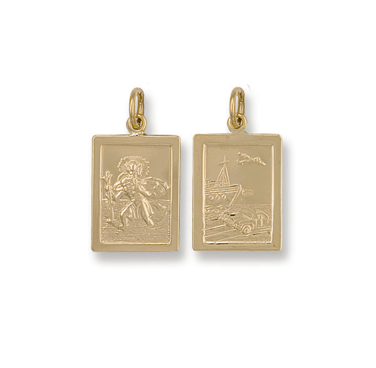 Y/G Rectangular Shaped St Christopher Pendant