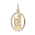 Y/G Oval Cut Out St Christopher Pendant