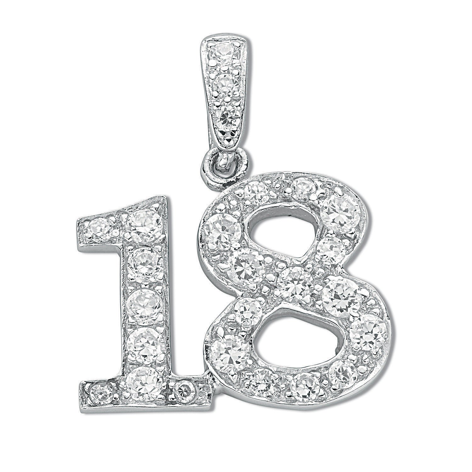Silver Pave Set Cz 18 Drop Pendant