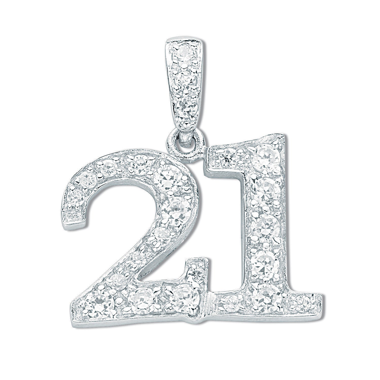 Silver Pave Set Cz 21 Drop Pendant