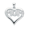 Silver Cz Heart Mum Pendant