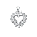 Silver Claw Set Cz Heart Pendant