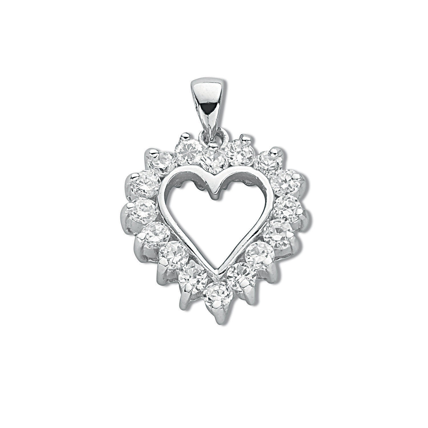 Silver Claw Set Cz Heart Pendant
