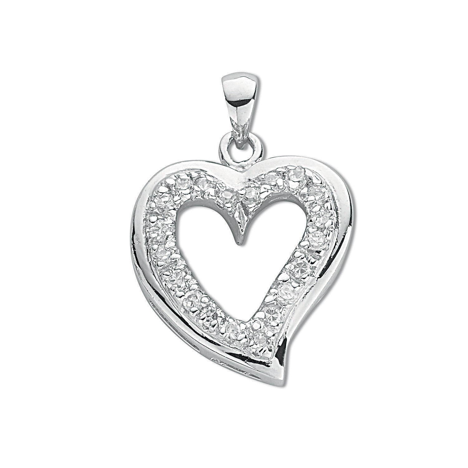 Silver Cz Heart Pendant
