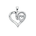 Silver Double Cz Heart Pendant