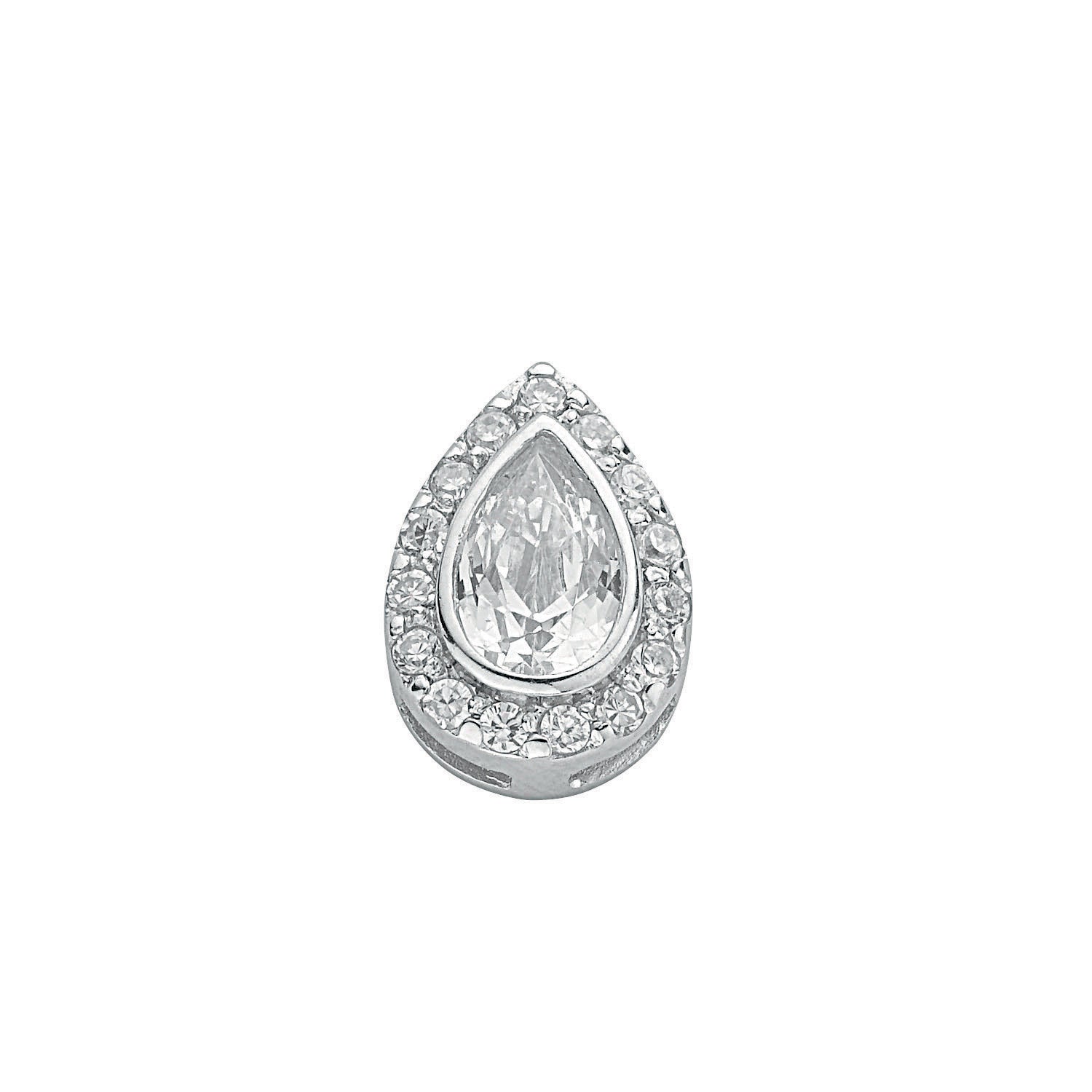 Silver Pear Cut Cz Cluster Drop Pendant