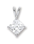 Silver Claw Set Princess Cut Cz S/S Pendant