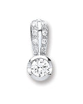 Silver Rubover Set Cz Single Stone Pendant