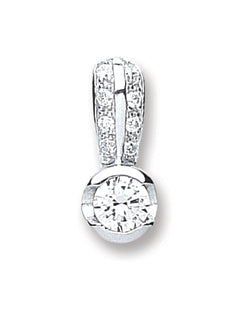 Silver Rubover Set Cz Single Stone Pendant