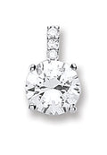Silver Claw Set Cz Single Stone Pendant