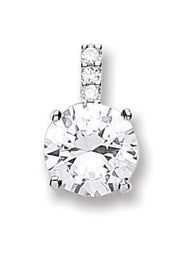 Silver Claw Set Cz Single Stone Pendant