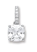 Silver Claw Set Princess Cut Cz Single Stone Pendant