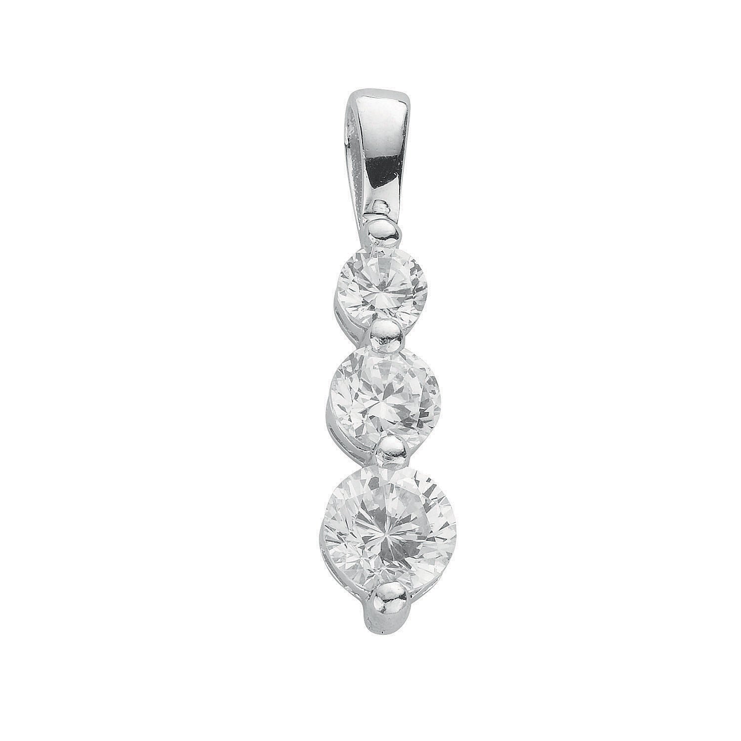Silver Claw Set Cz Trilogy Drop Pendant