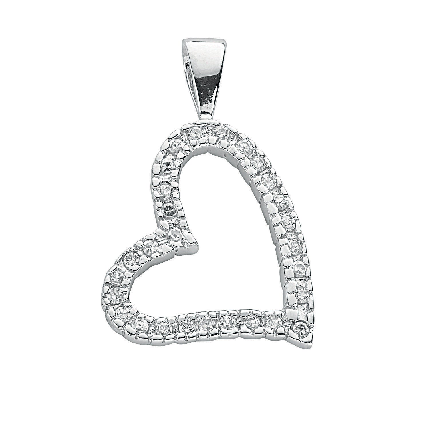 Silver Cz Heart Pendant